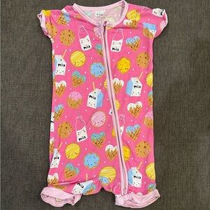Little Sleepie Shortie Zippie Cookies and Milk Print